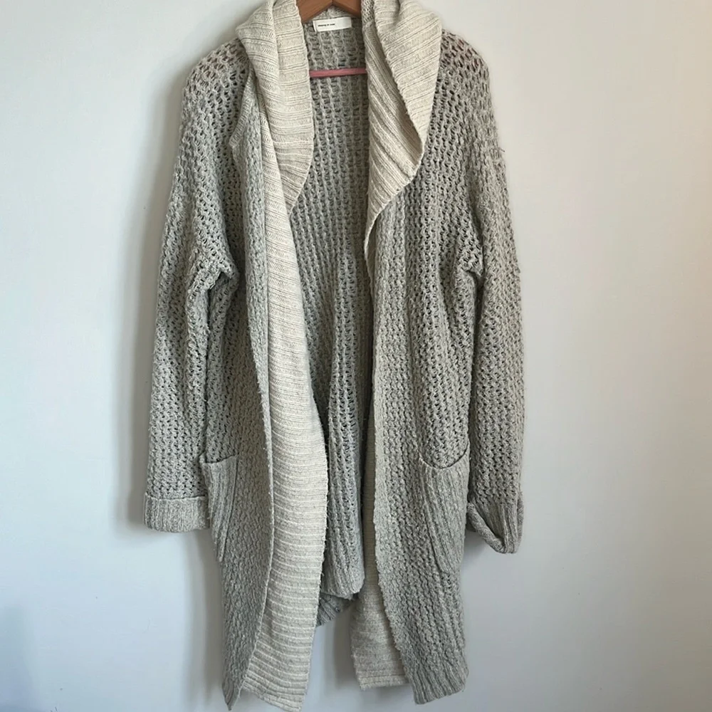 Sleeping on Snow Anthropologie Long Wool Blend Hooded Cardigan Duster Size M - Picture 1 of 9